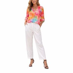 Counterparts Women's Lined White Pants Size 16W Wide Leg Zipper
